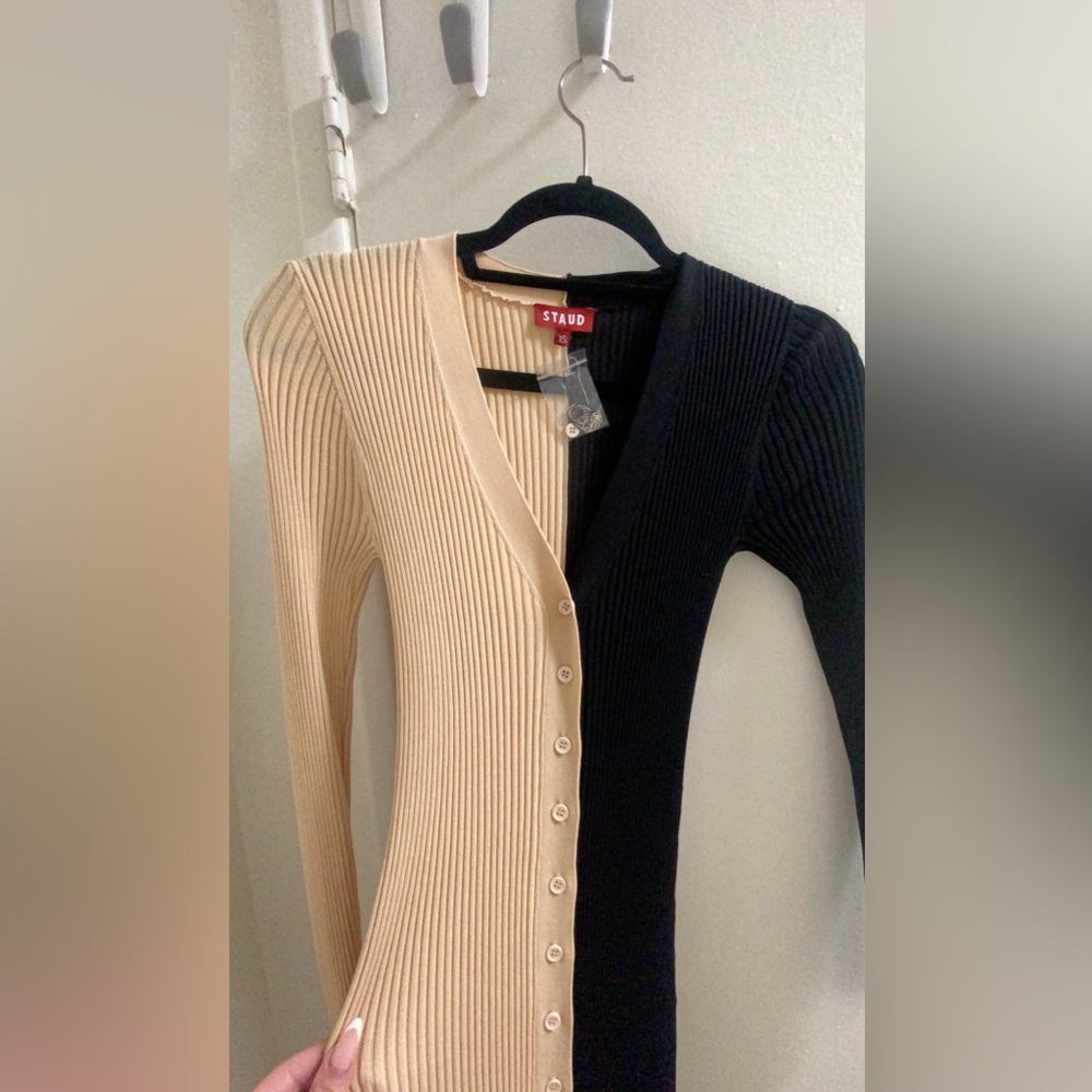 staud shoko color block ribbed sweater dress Shoko Colorblock Sweater Dress